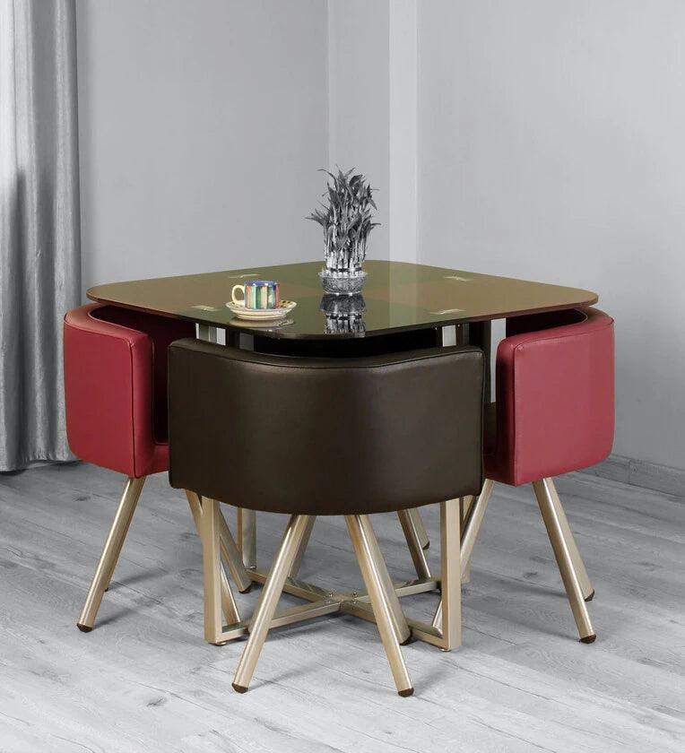 Neon Metal 4 Seater Dining Set in Black& Purple Finish - Ouch Cart
