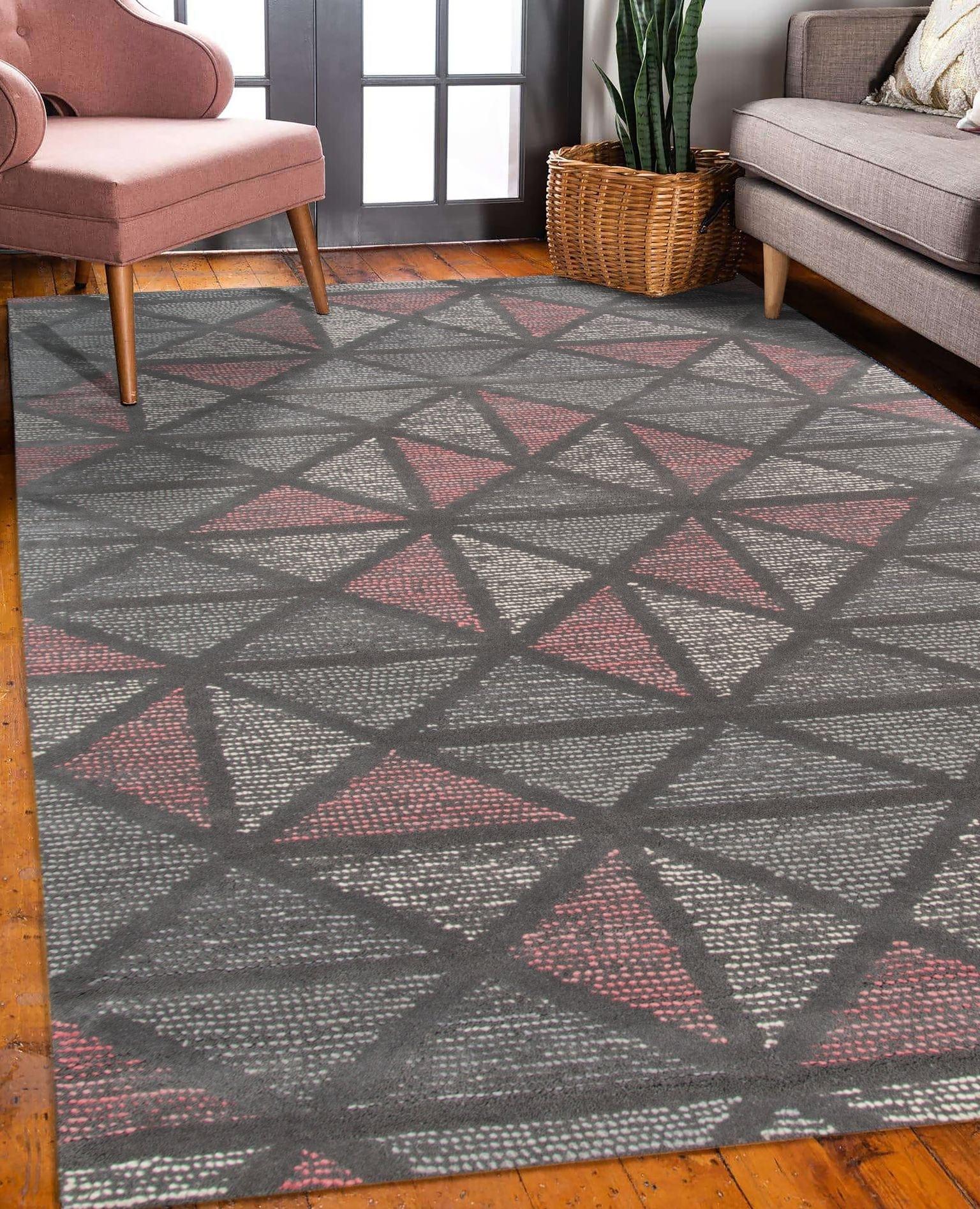 Peach Wool Vector 5x8 Feet Hand-Tufted Carpet - Rug - Ouch Cart