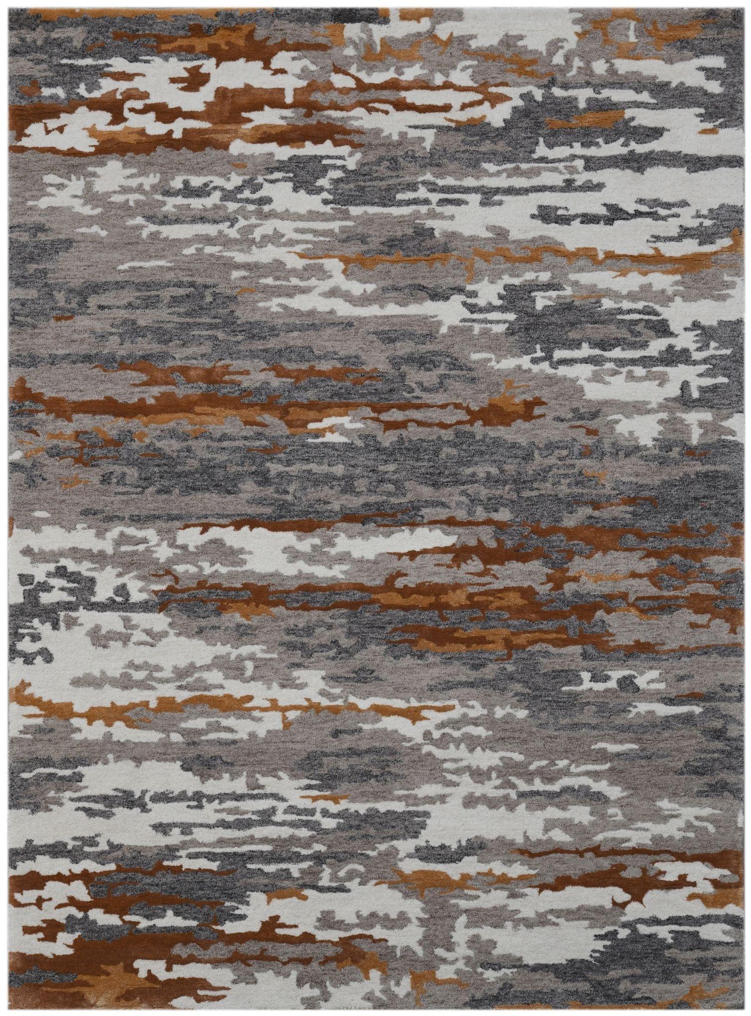 Orange Wool & Viscose Abstract 8X10 Feet Hand-Tufted Carpet - Rug - Ouch Cart