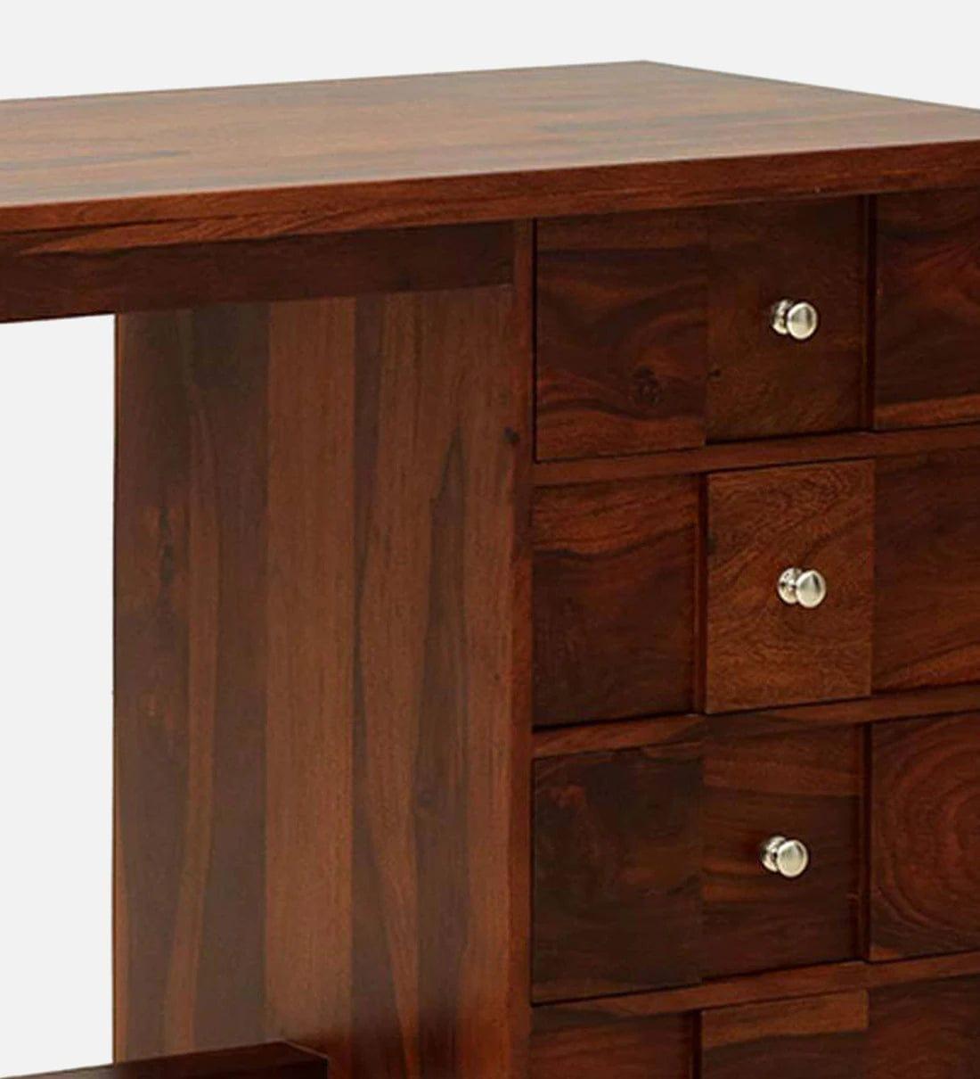 Kelty Sheesham Wood Writing Table In Honey Oak Finish With Drawers, - Ouch Cart