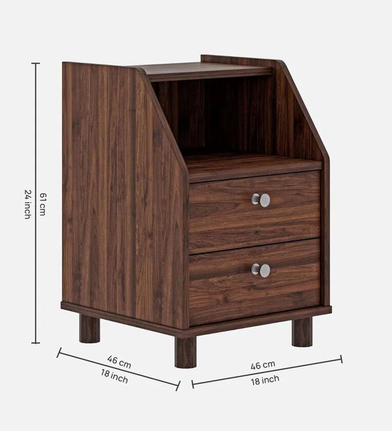 Bedside Table In Columbian Walnut Colour - Ouch Cart