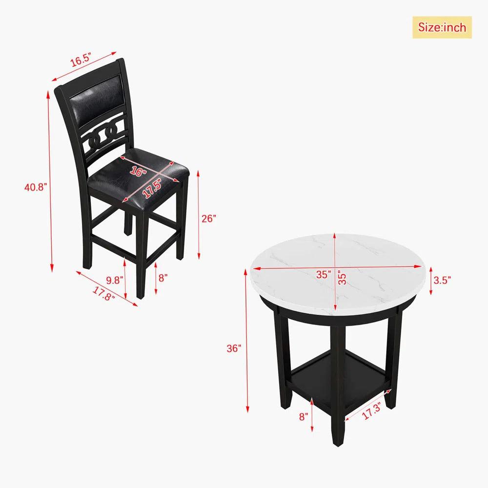 5 - Piece Faux Marble Top Dining Set - Ouch Cart
