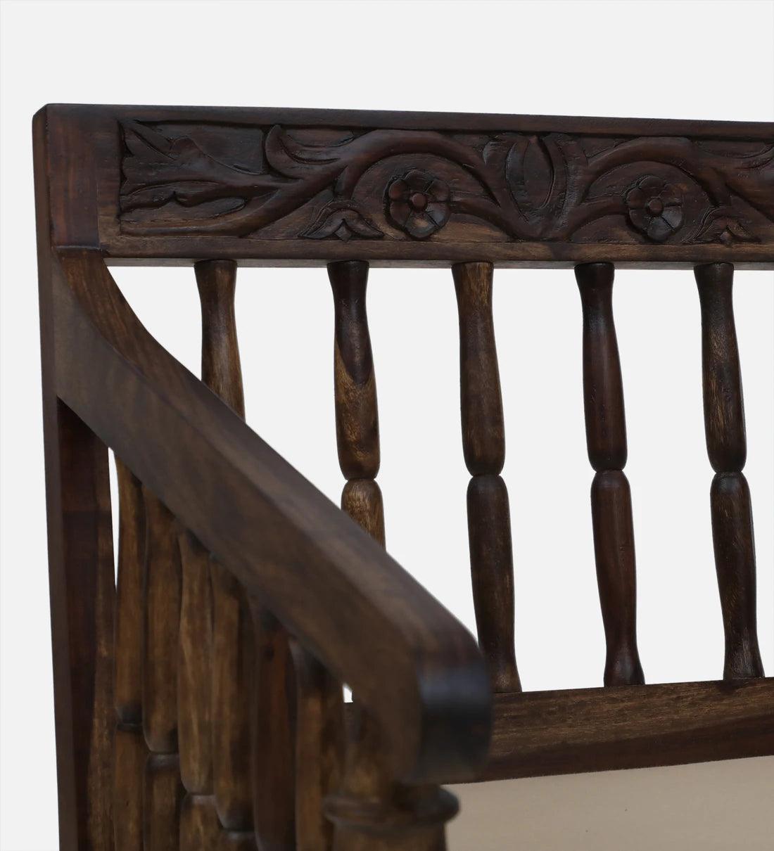 Sheesham Wood 1 Seater Sofa In Provincial Teak Finish - Ouch Cart