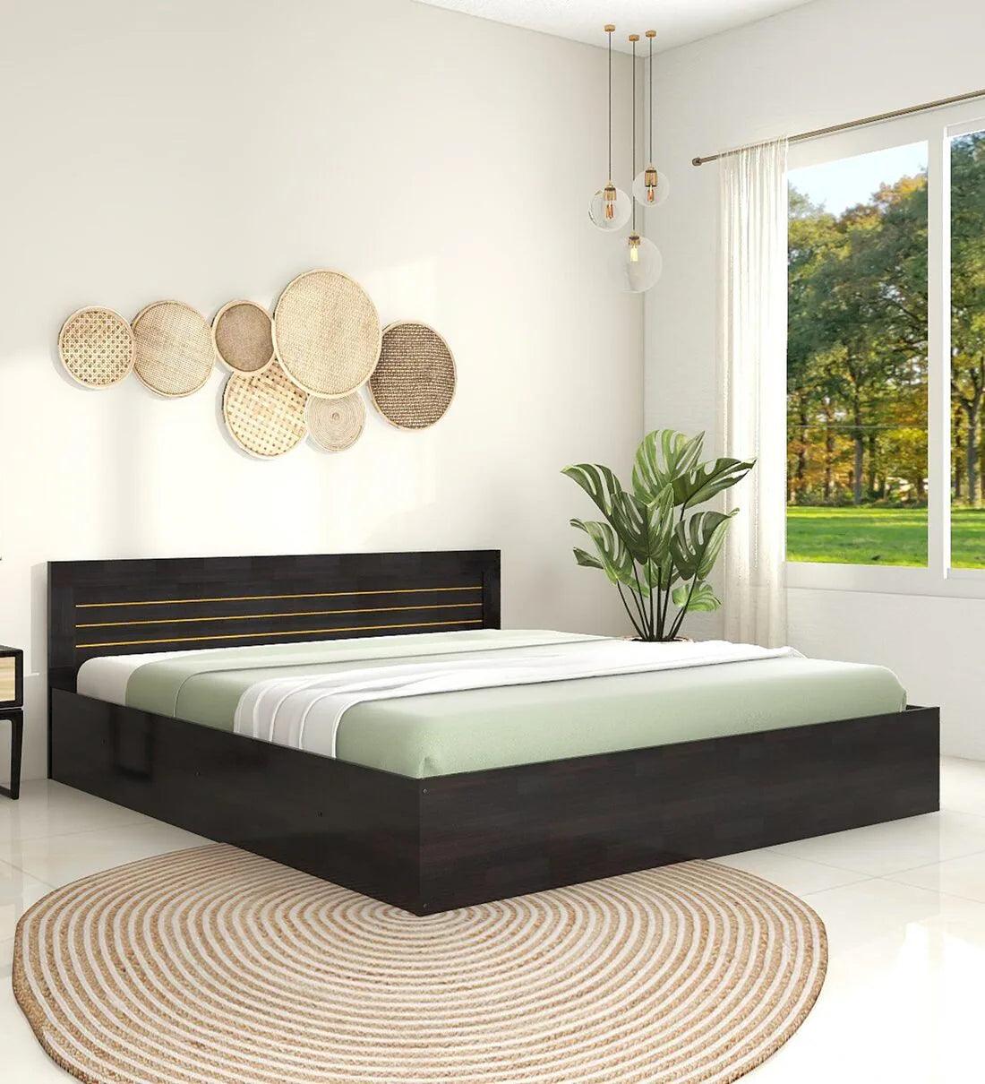King Size Bed in Wenge Finish with Storage - Ouch Cart