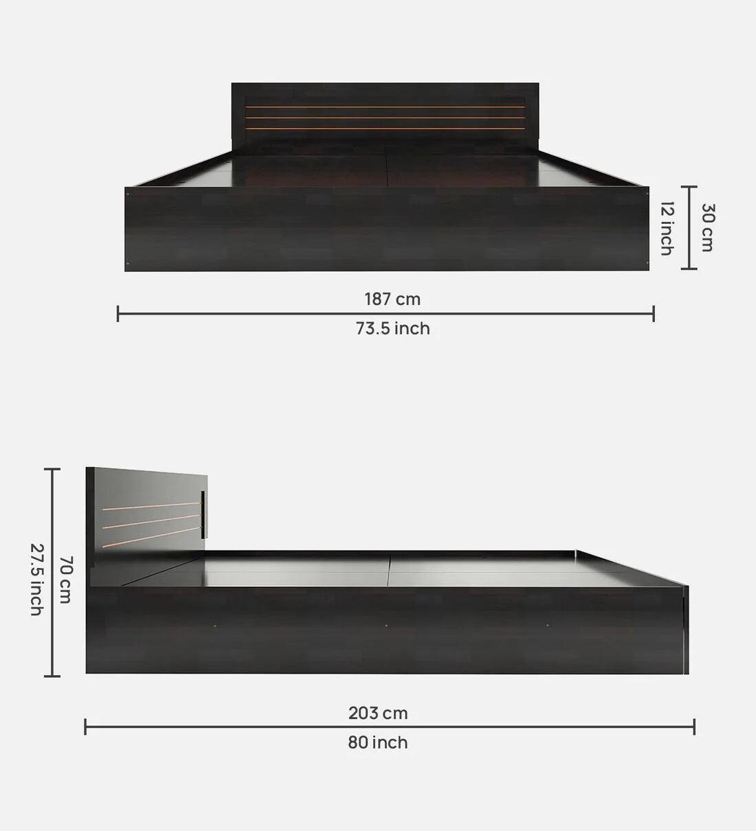 King Size Bed in Wenge Finish with Storage - Ouch Cart