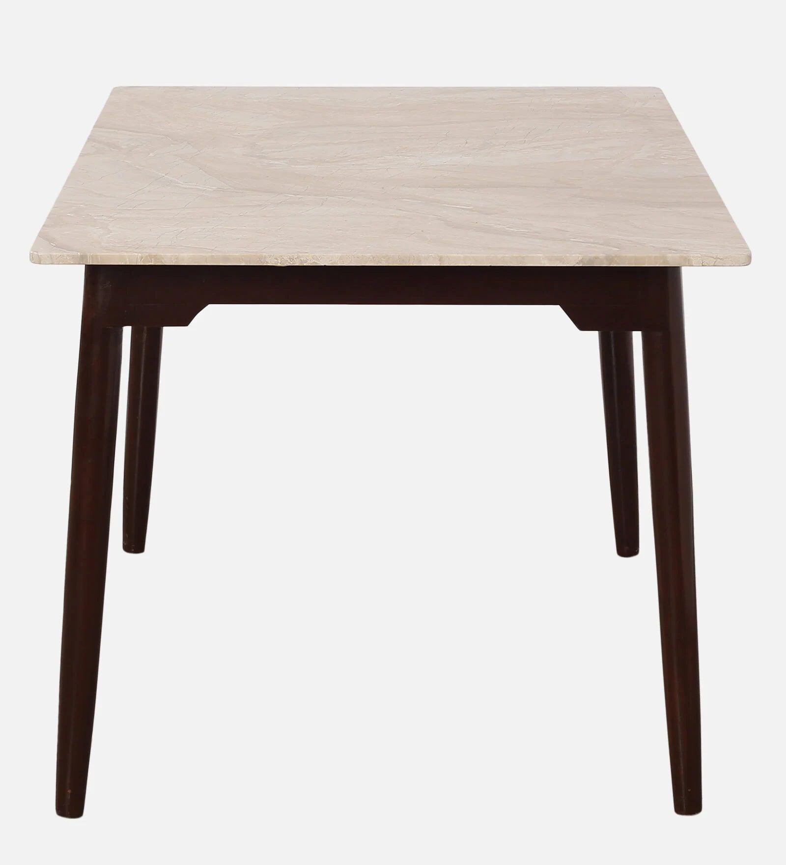 Marble Top 4 Seater Dining Set in Teak Wood Finish - Ouch Cart