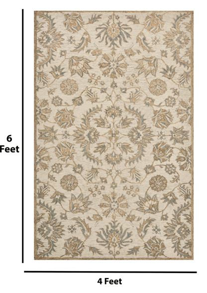 Saraswati Global Rug , Handmade Area Rug, 4x6 Feet,  Wool & Viscose Rug, Luxurious  Anti-Skid & Anti Slip Backing Carpet , Ideal for Bedroom, Living Room, and Dining Room, Kids Room, Office Rug.