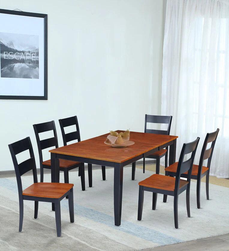 6 Seater Extendable Dining Set in Cherry & Walnut Finish - Ouch Cart