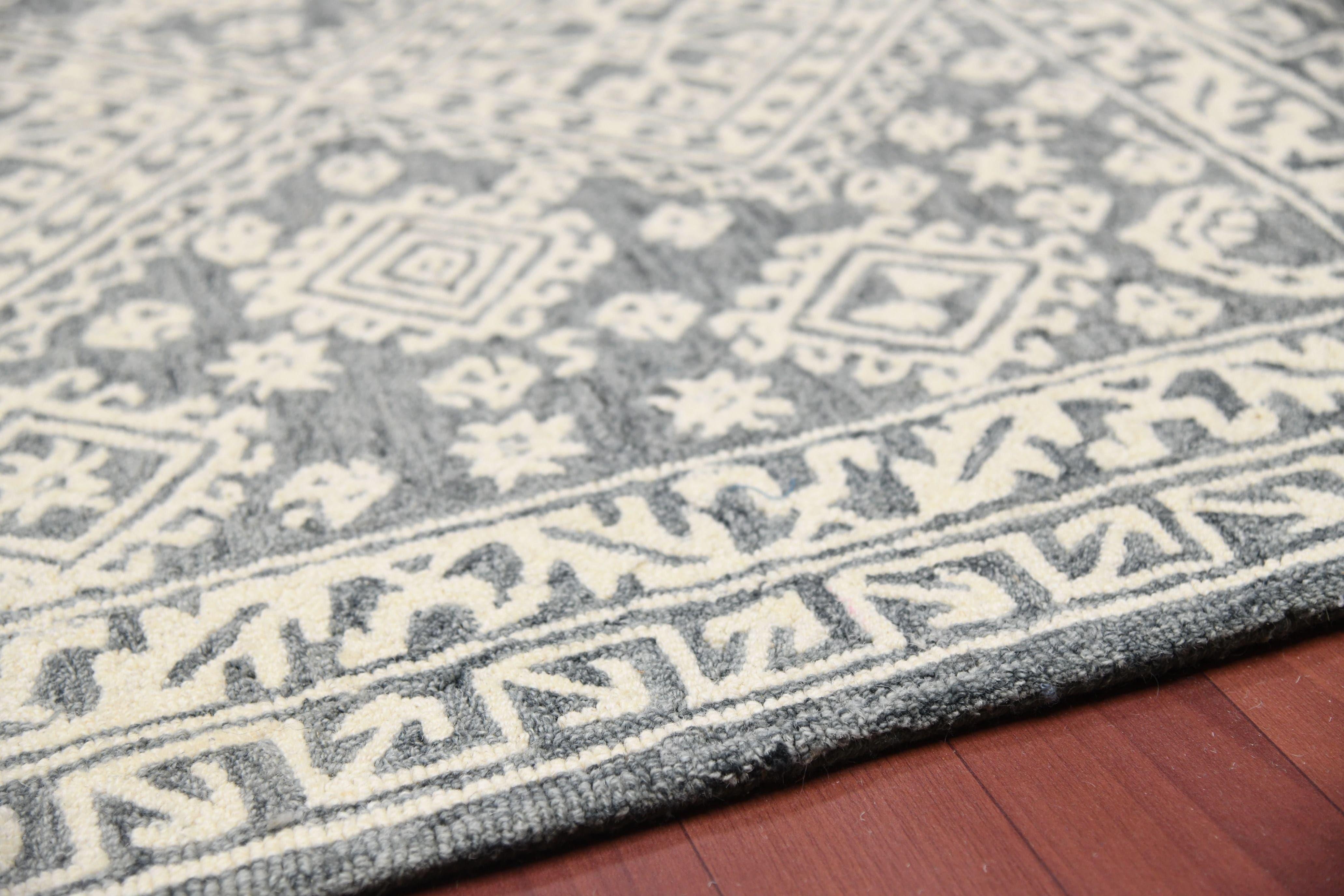Slate Gray Wool Boston 4x6 Feet Hand-Tufted Carpet - Rug - Ouch Cart