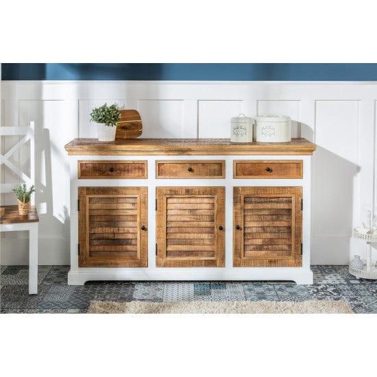 Whitewave Solid Wood Sideboard with Three Drawer and Door Storage Unit 160x90x40 CM (Sideboard) - Ouch Cart