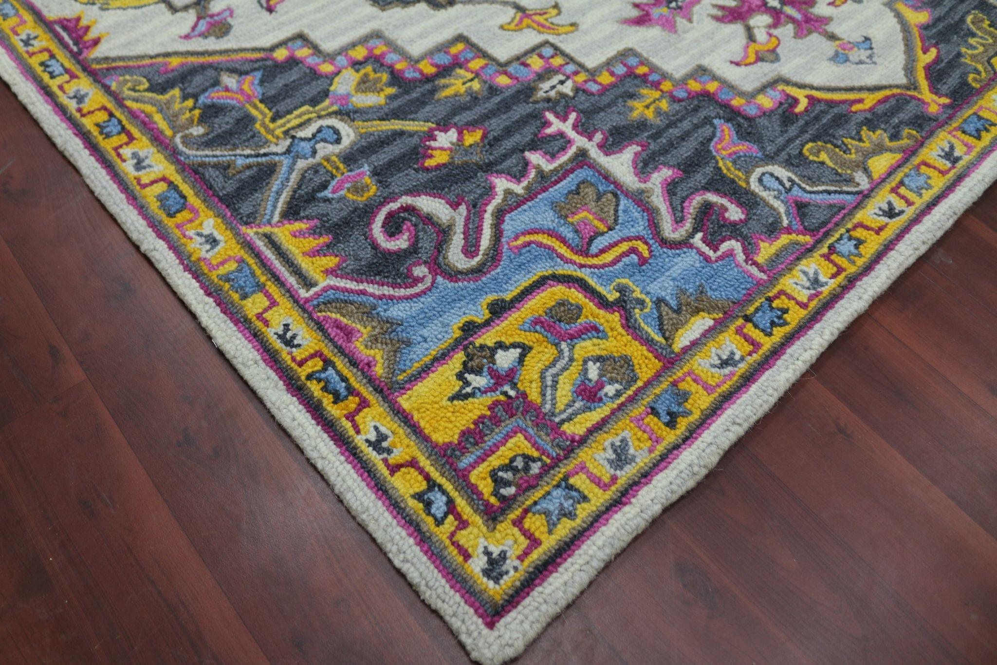 Ivory Wool Boho 5x8 Feet Hand-Tufted Carpet - Rug - Ouch Cart