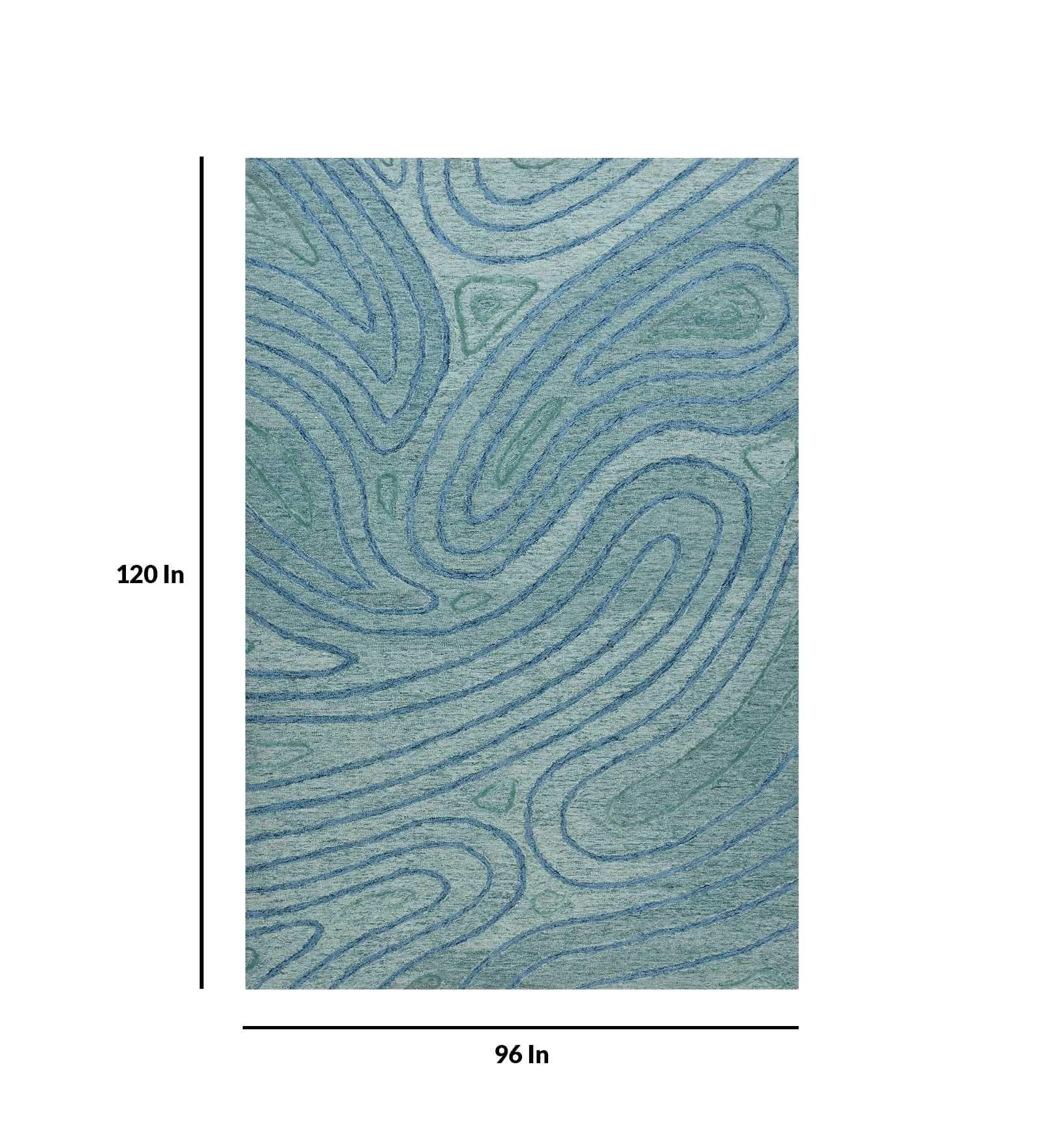 AQUA Wool & Viscose Canyan 8x10 Feet Hand-Tufted Carpet - Rug - Ouch Cart