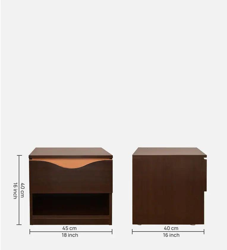 Bedside Table in Brown Finish with Drawer - Ouch Cart