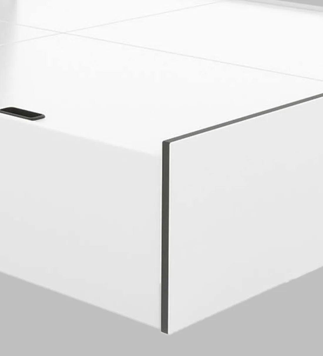 King Size Bed in White Finish with Box Storage - Ouch Cart