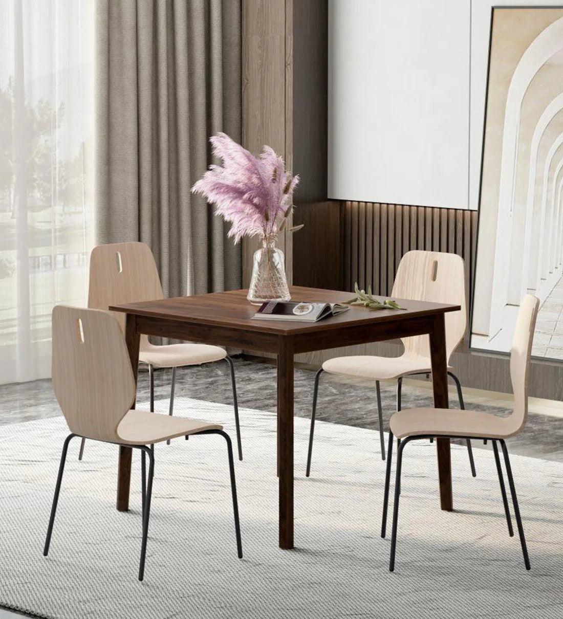 Solid Wood 4 Seater Dining Set In White Ash Finish - Ouch Cart