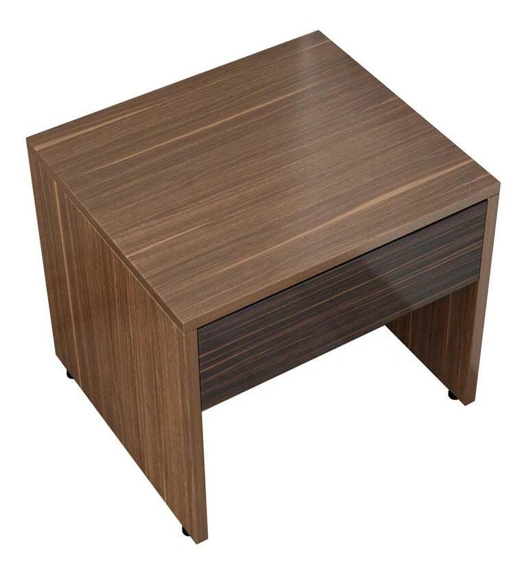 Bedside Table in Cairo Walnut & Dark Ebony Finish with Drawer - Ouch Cart