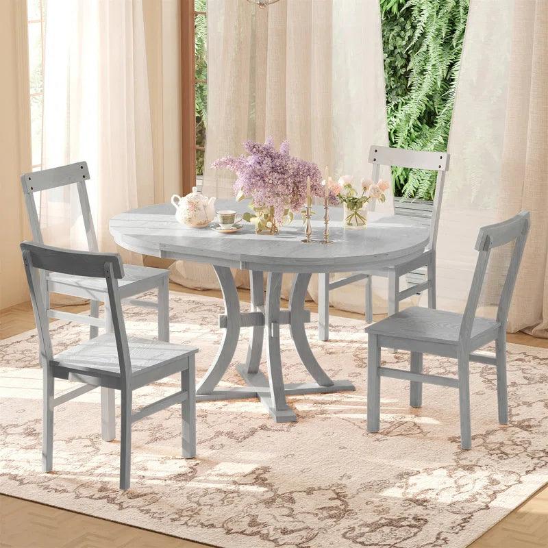 Dining Table Set, Kitchen Table Set with 15.7" Removable Leaf - Ouch Cart