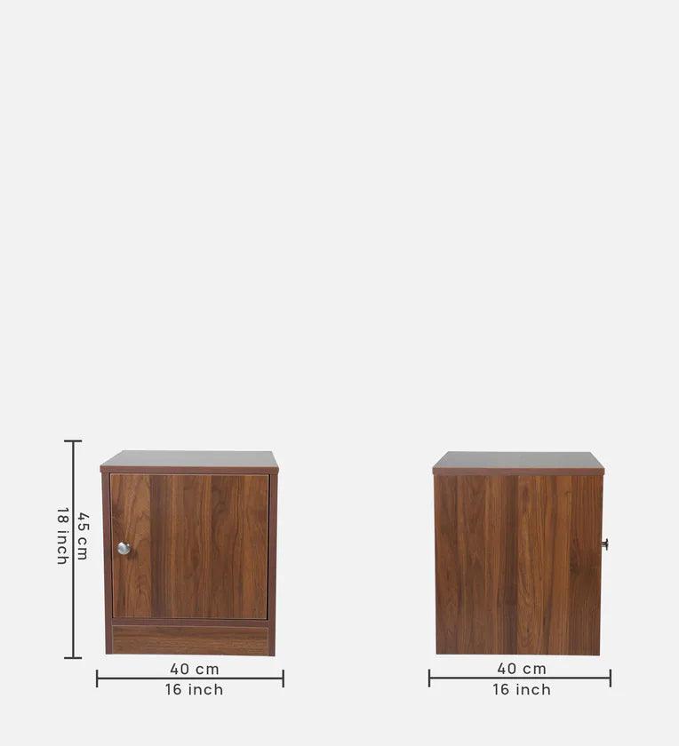 Bedside Table In Columbian Walnut Finish with Storage - Ouch Cart