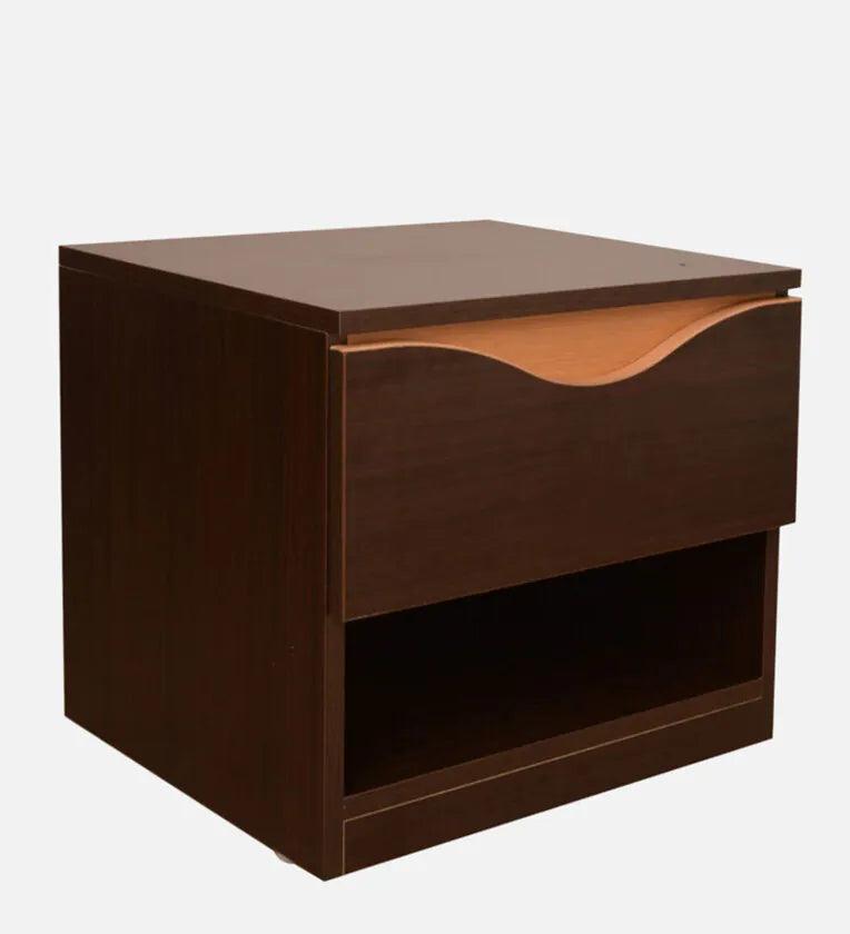 Bedside Table in Brown Finish with Drawer - Ouch Cart