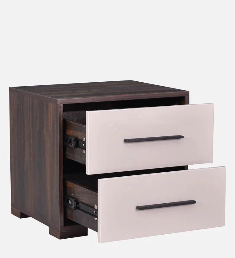 Bedside Table in Brown And White Colour - Ouch Cart