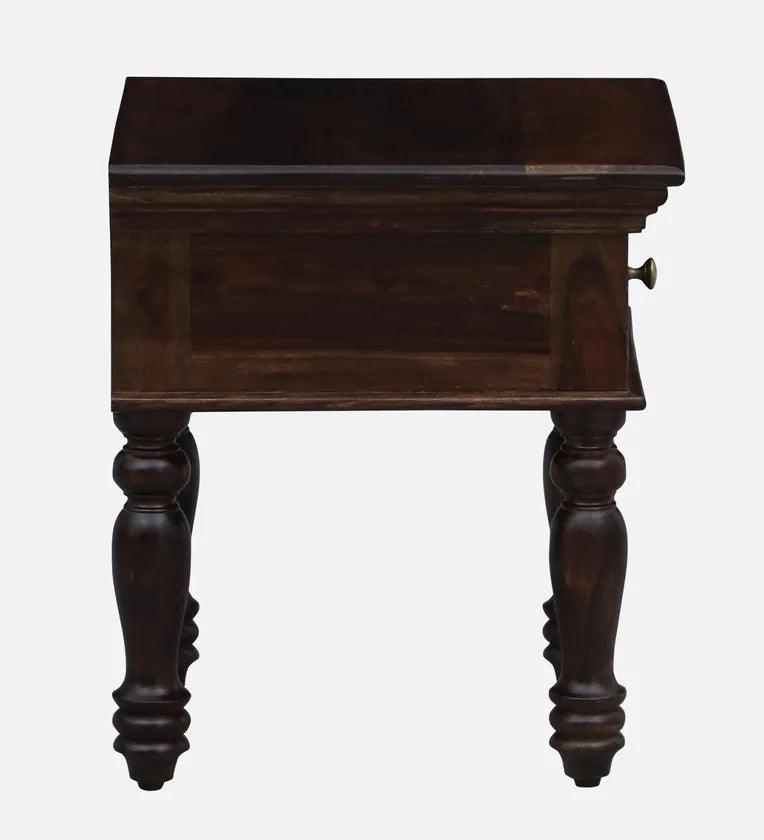 Sheesham Wood Bedside Table In Provincial Teak With Drawer - Ouch Cart