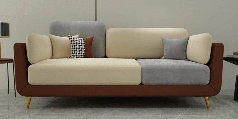 Velvet 3 Seater Sofa in Green & Beige Colour - Ouch Cart