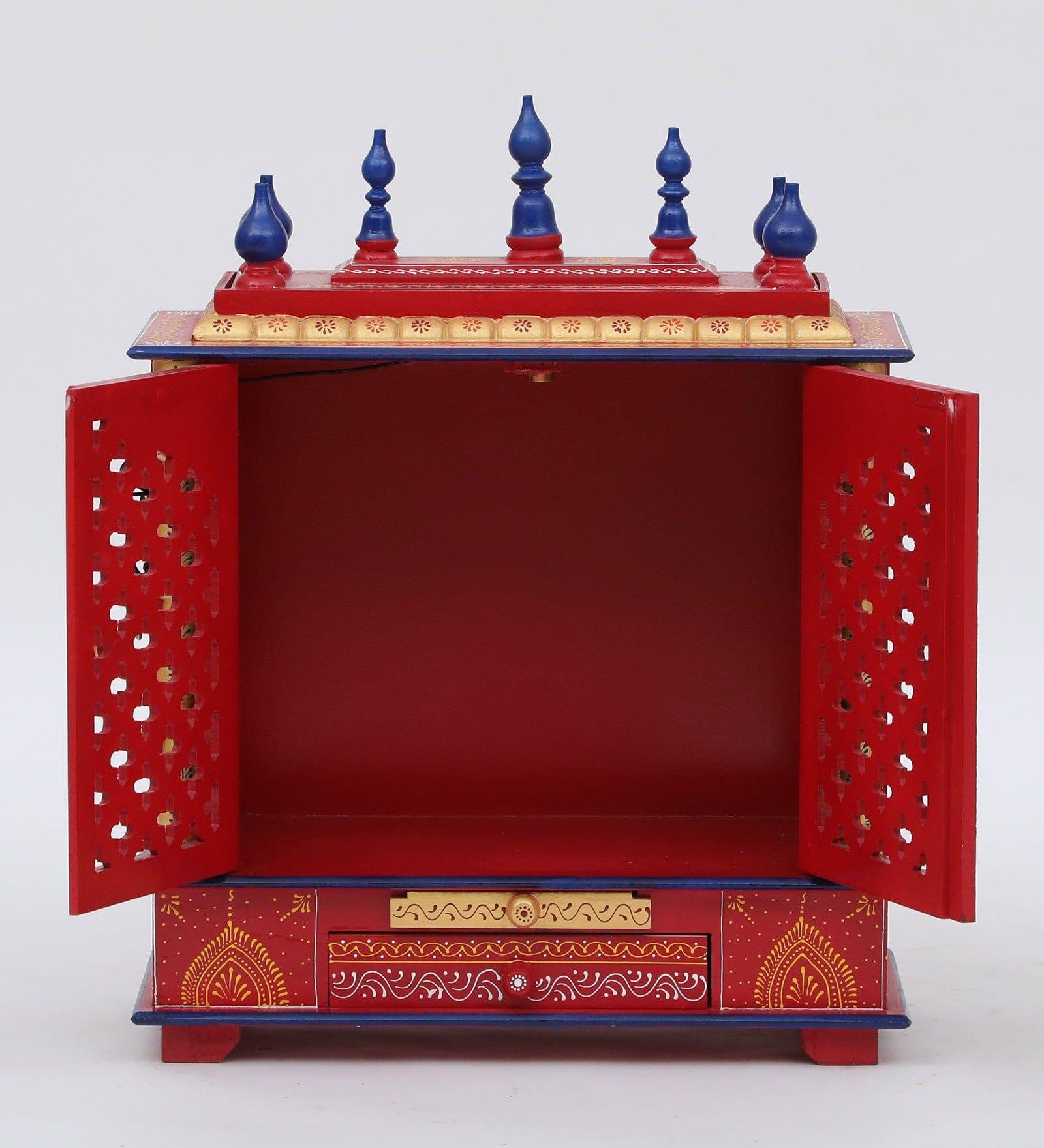 Multicolor Sheesham Wood & MDF Pooja Mandir With Door, - Ouch Cart