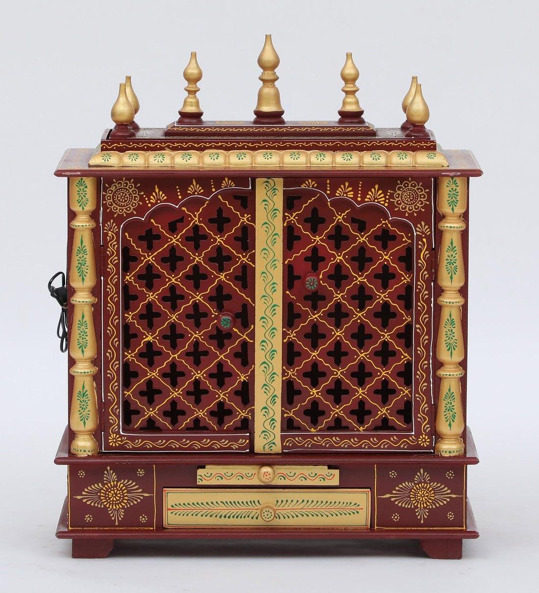 Multicolor Sheesham Wood & MDF Pooja Mandir With Door, - Ouch Cart