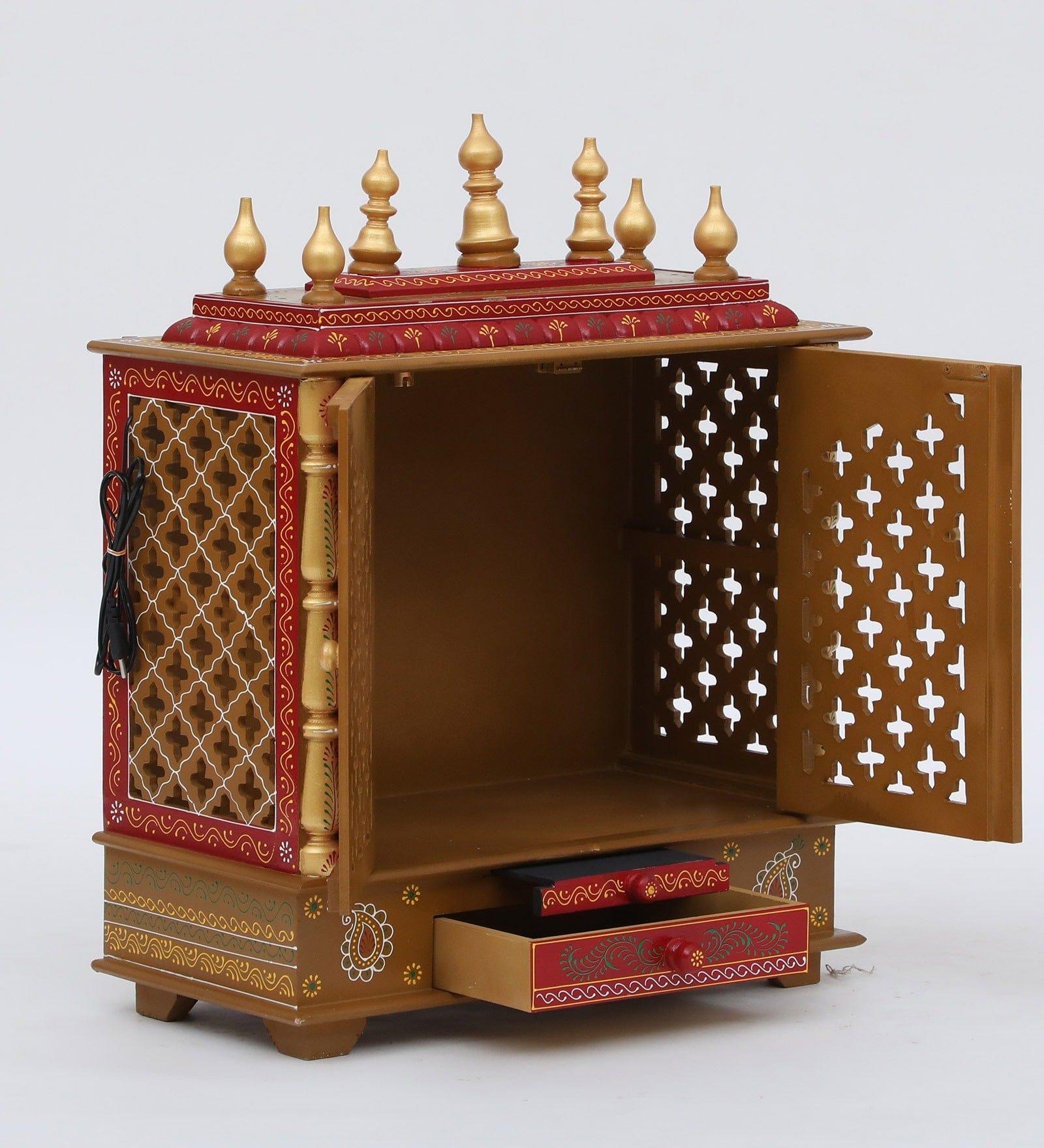 Multicolor Sheesham Wood & MDF Pooja Mandir With Door, - Ouch Cart