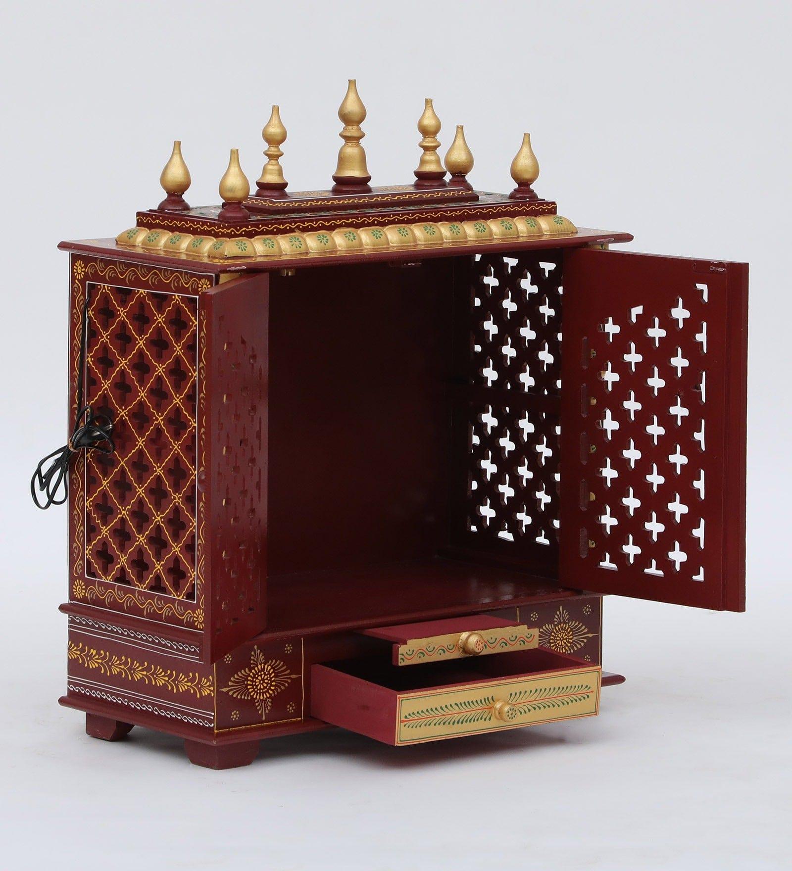 Multicolor Sheesham Wood & MDF Pooja Mandir With Door, - Ouch Cart