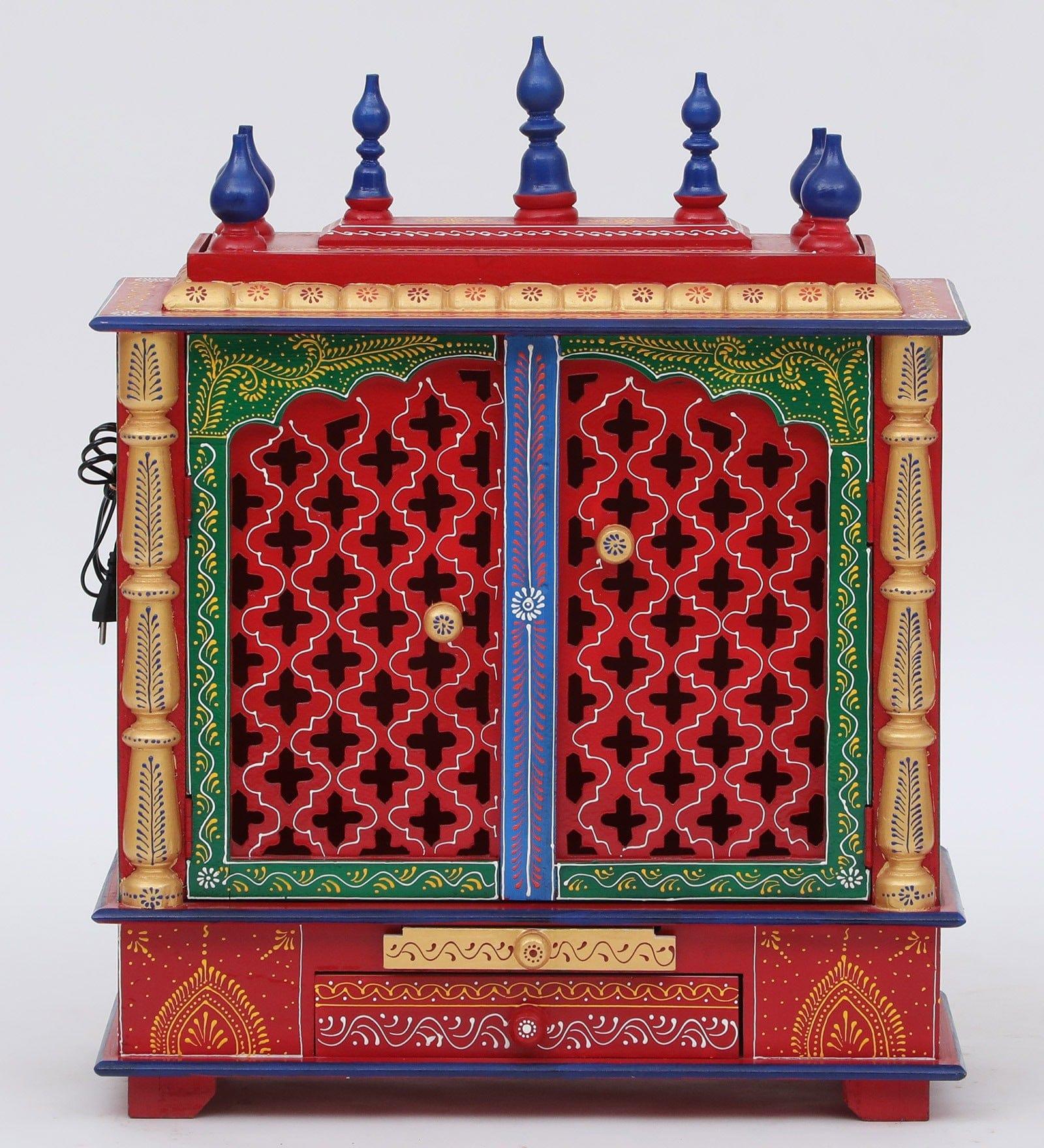 Multicolor Sheesham Wood & MDF Pooja Mandir With Door, - Ouch Cart