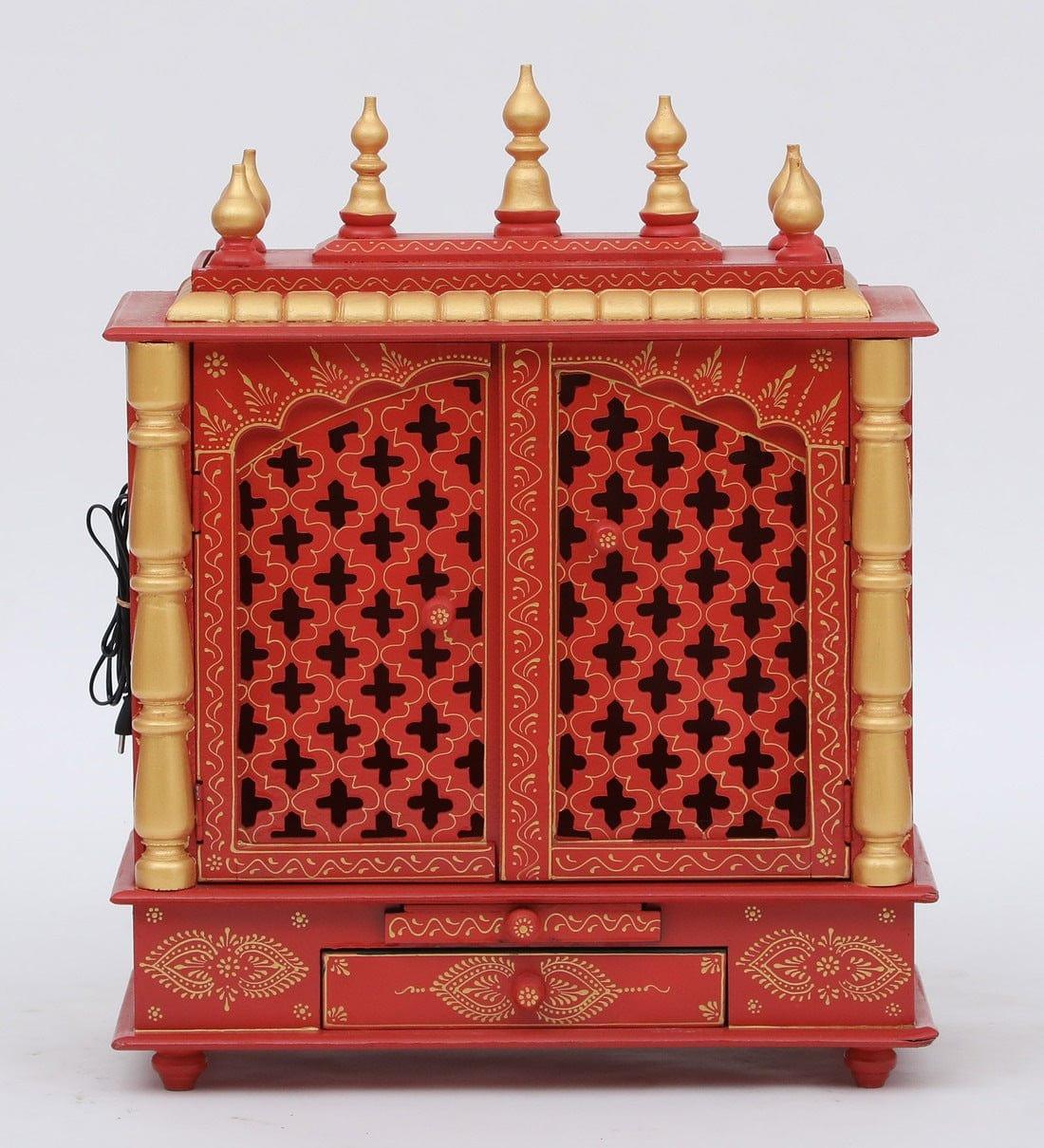 Multicolor Sheesham Wood & MDF Pooja Mandir With Door, - Ouch Cart