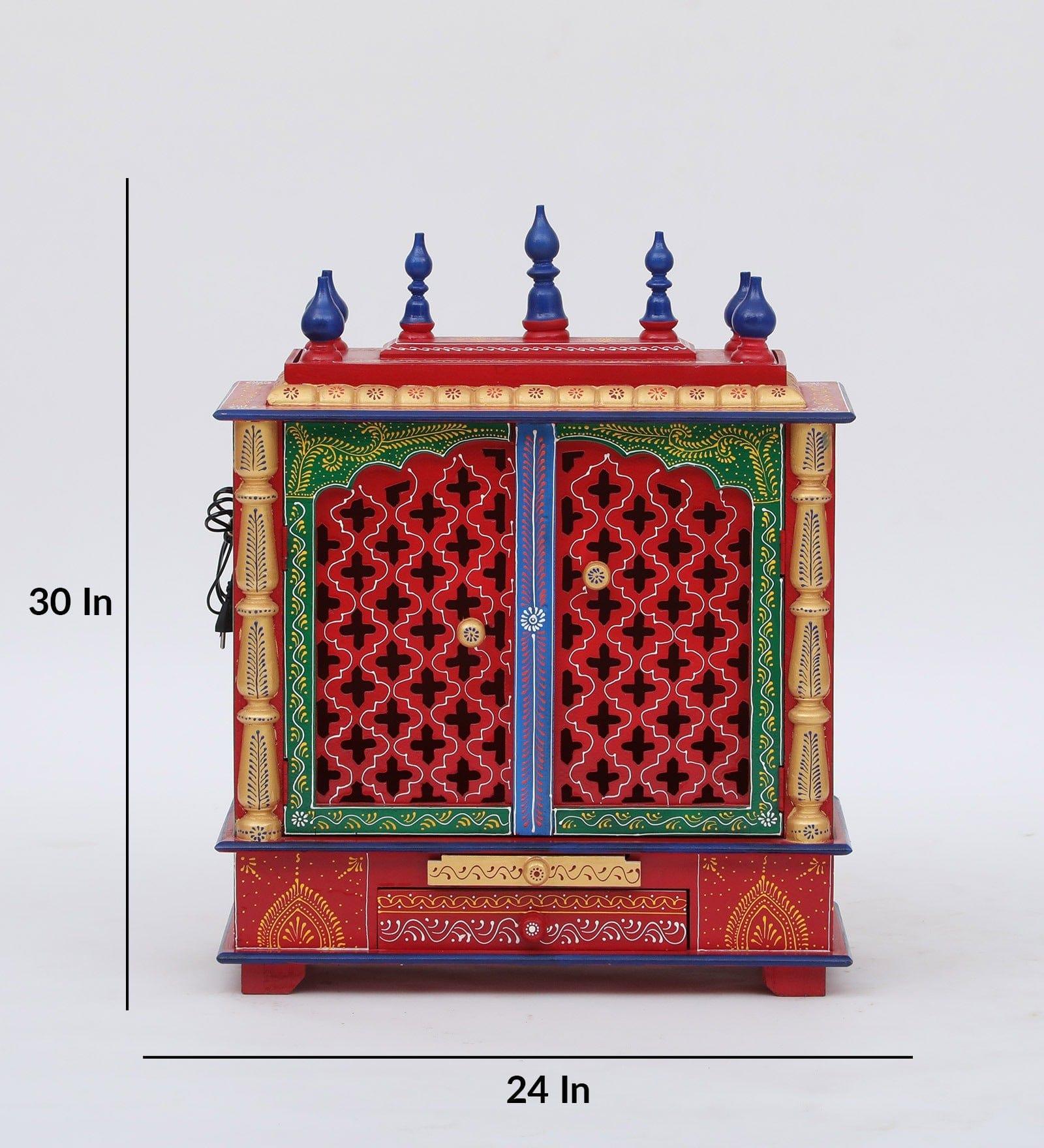 Multicolor Sheesham Wood & MDF Pooja Mandir With Door, - Ouch Cart