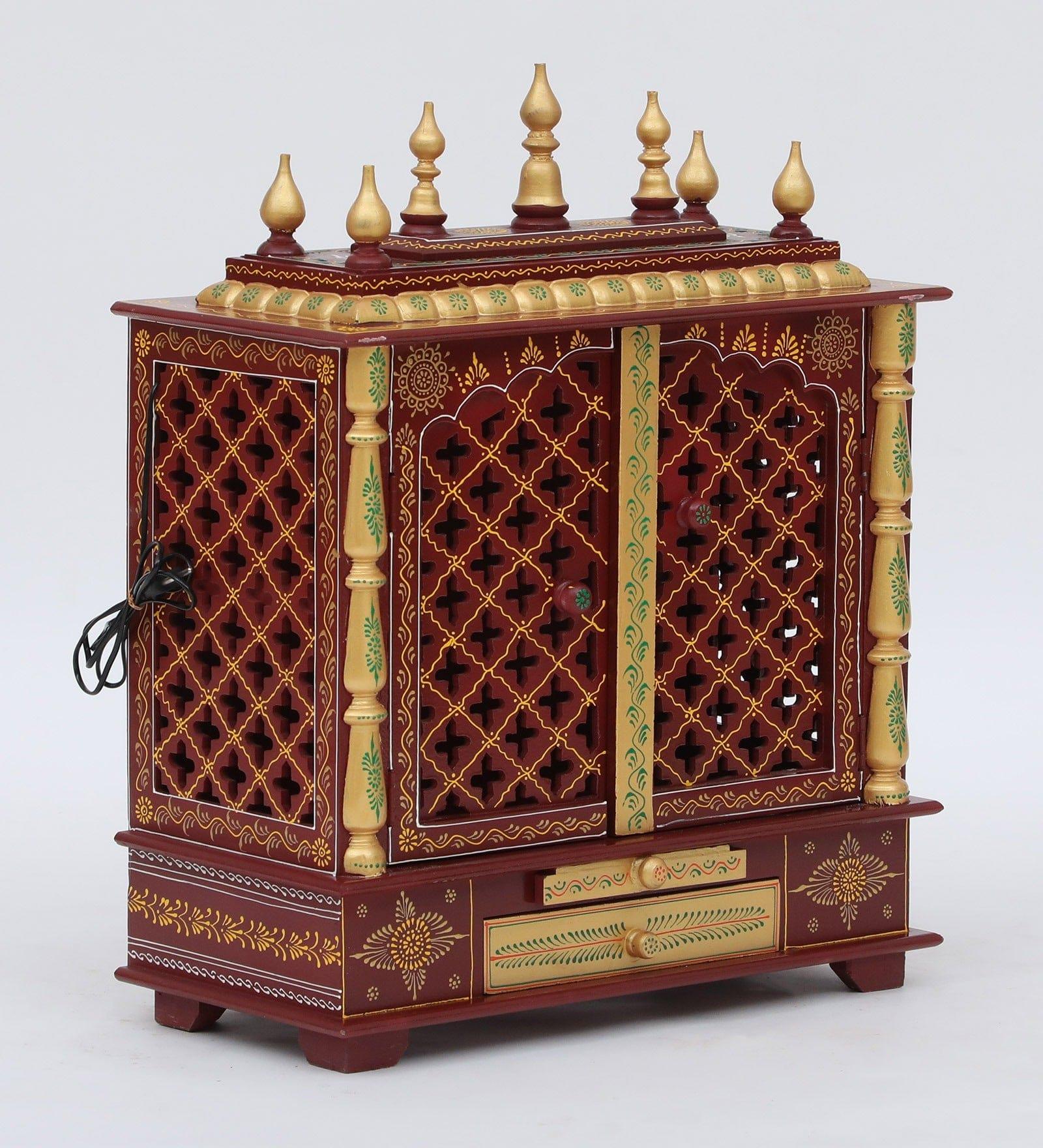 Multicolor Sheesham Wood & MDF Pooja Mandir With Door, - Ouch Cart