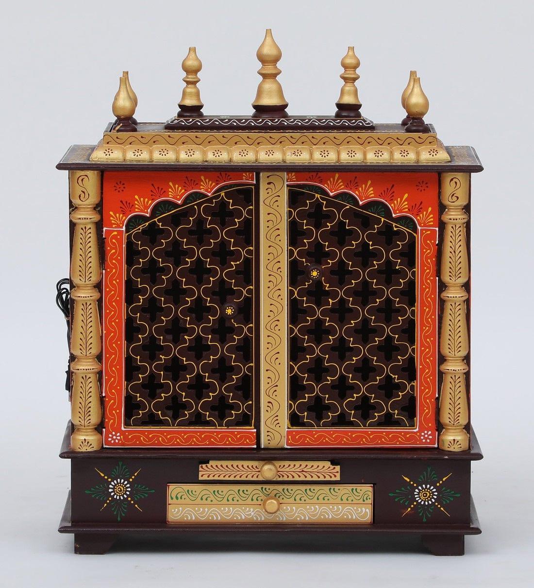 Multicolor Sheesham Wood & MDF Pooja Mandir With Door, - Ouch Cart