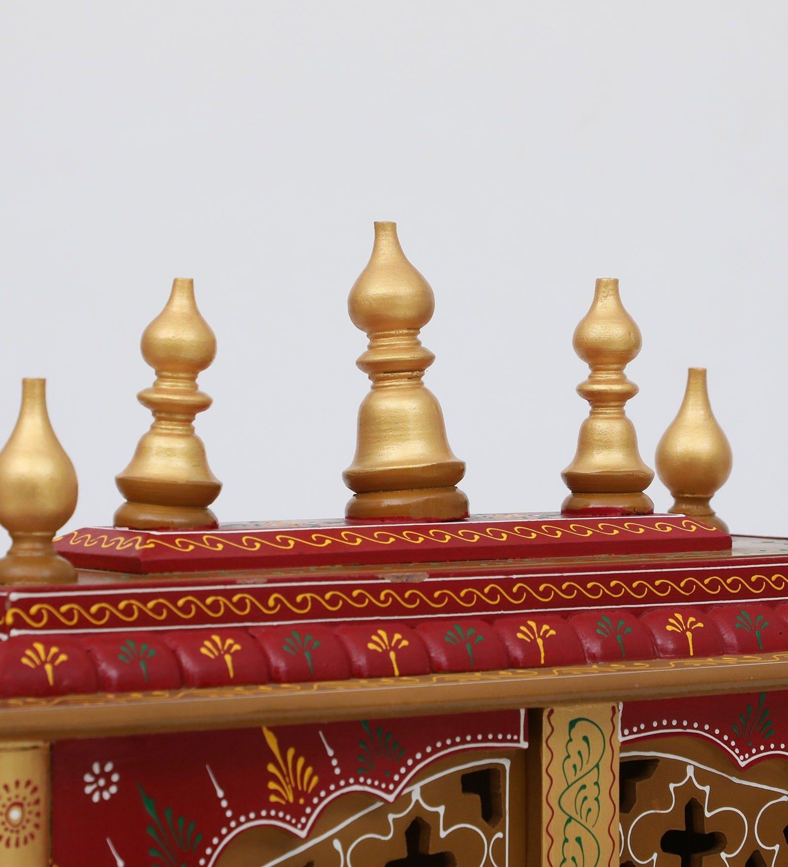 Multicolor Sheesham Wood & MDF Pooja Mandir With Door, - Ouch Cart