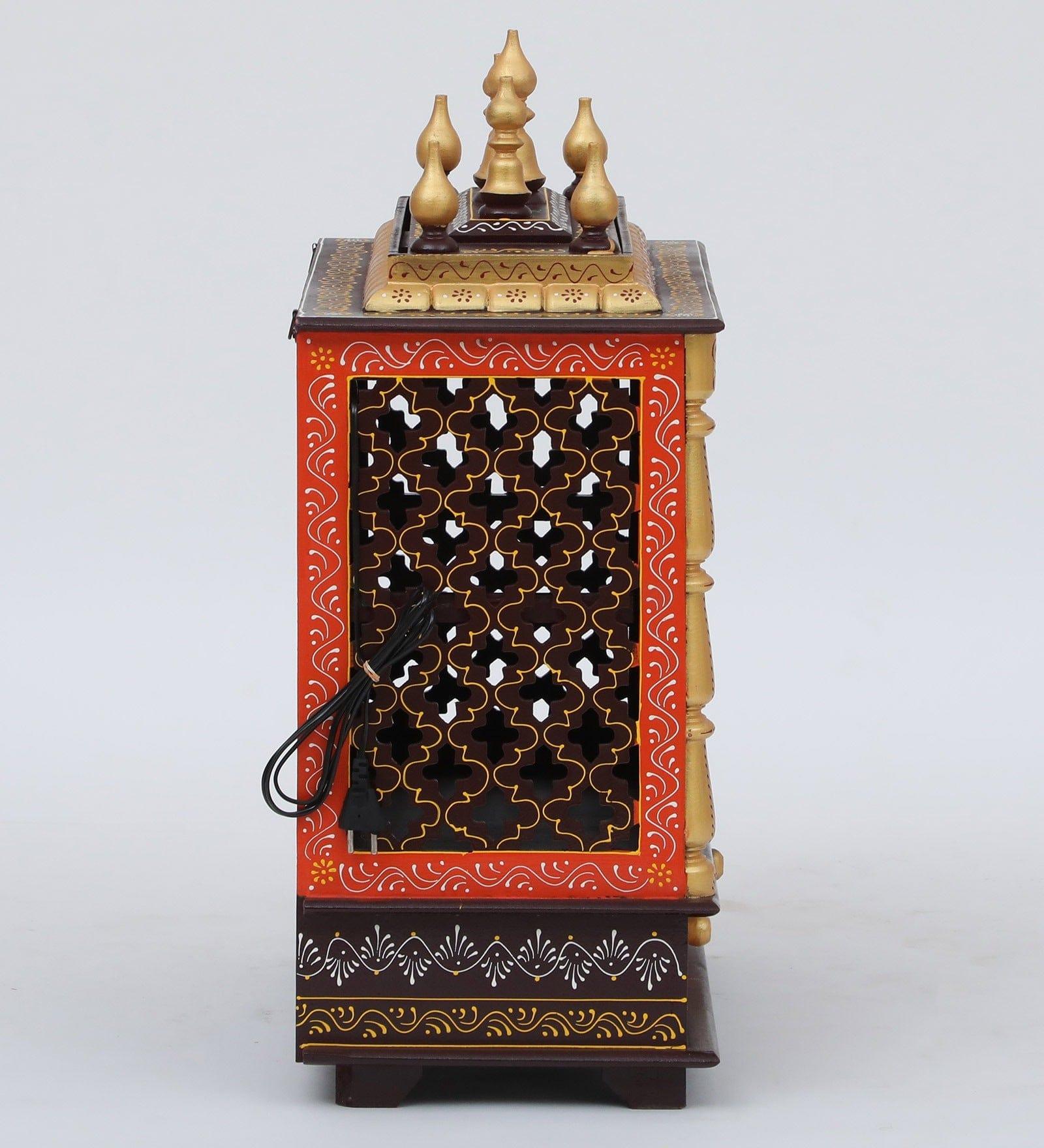 Multicolor Sheesham Wood & MDF Pooja Mandir With Door, - Ouch Cart