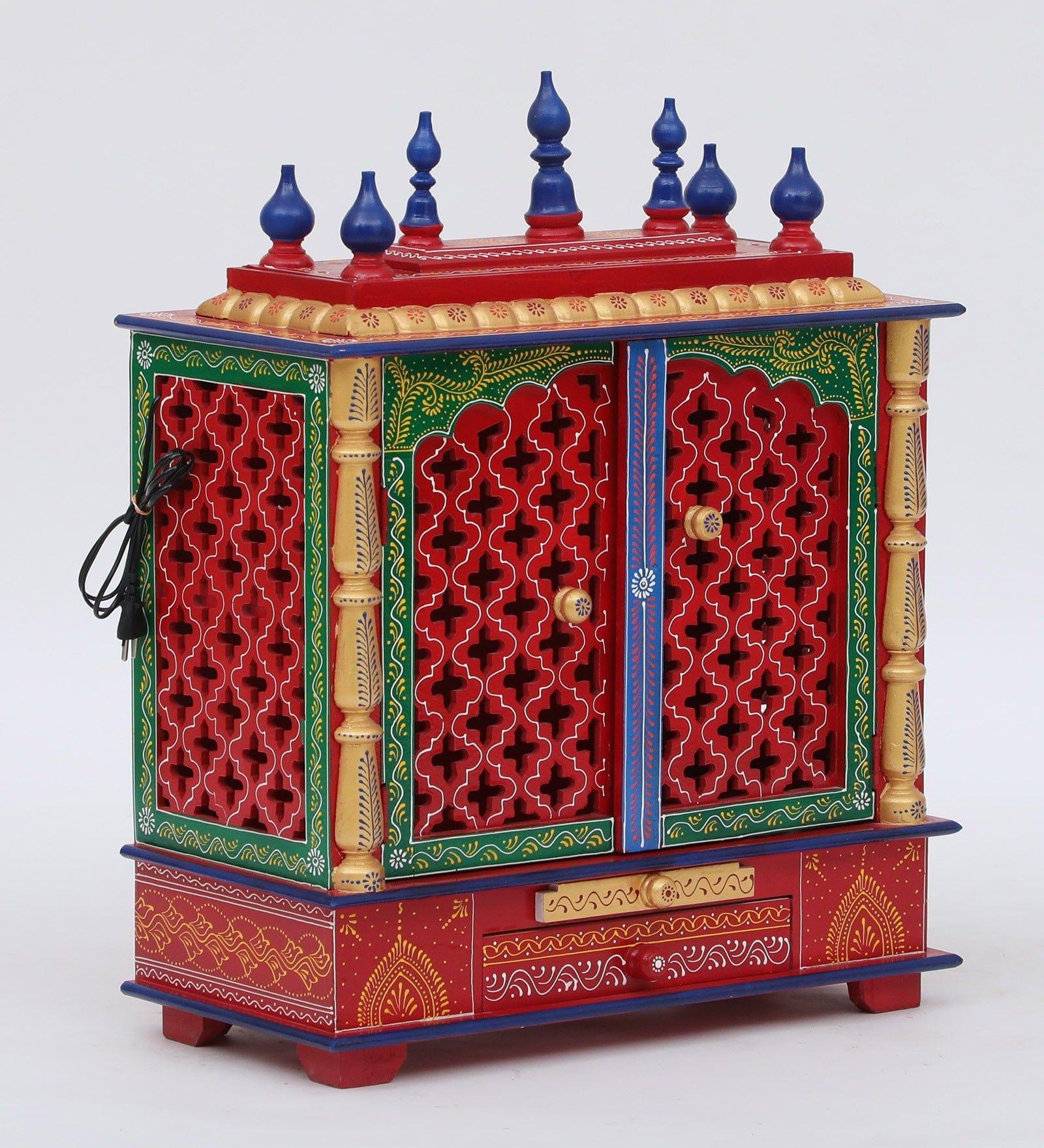 Multicolor Sheesham Wood & MDF Pooja Mandir With Door, - Ouch Cart
