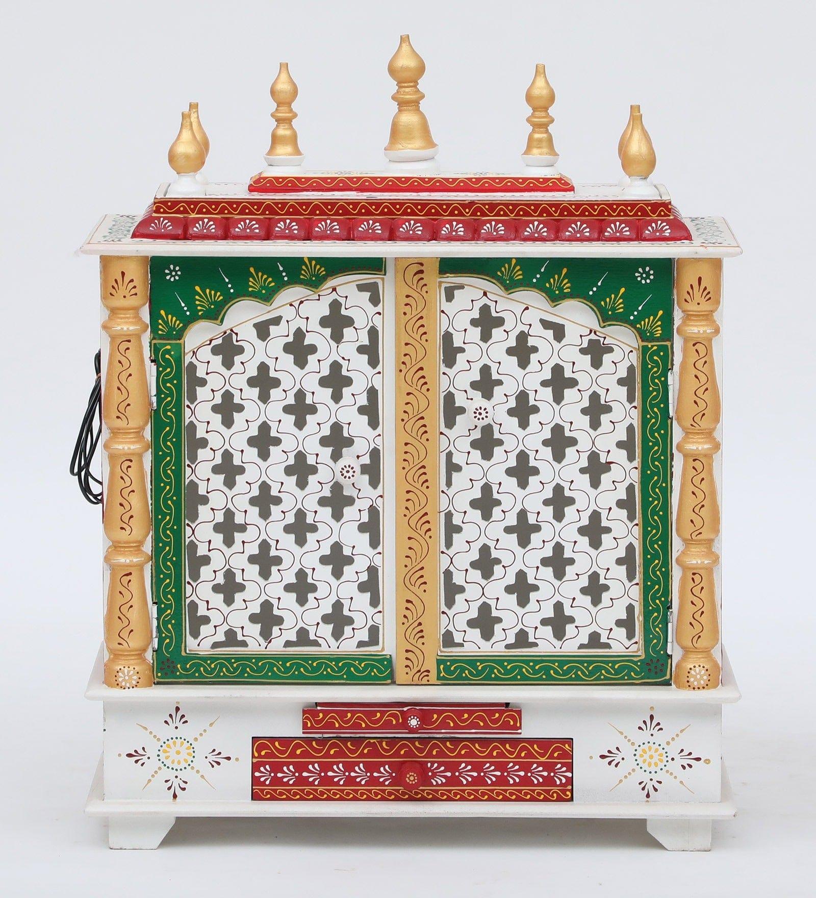 Multicolor Sheesham Wood & MDF Pooja Mandir With Door, - Ouch Cart
