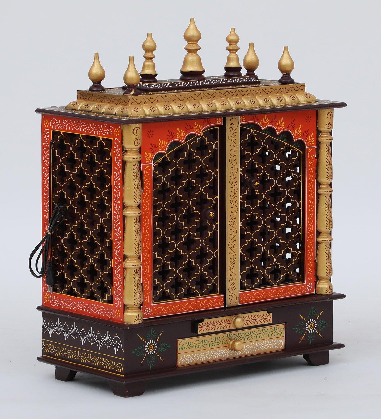 Multicolor Sheesham Wood & MDF Pooja Mandir With Door, - Ouch Cart