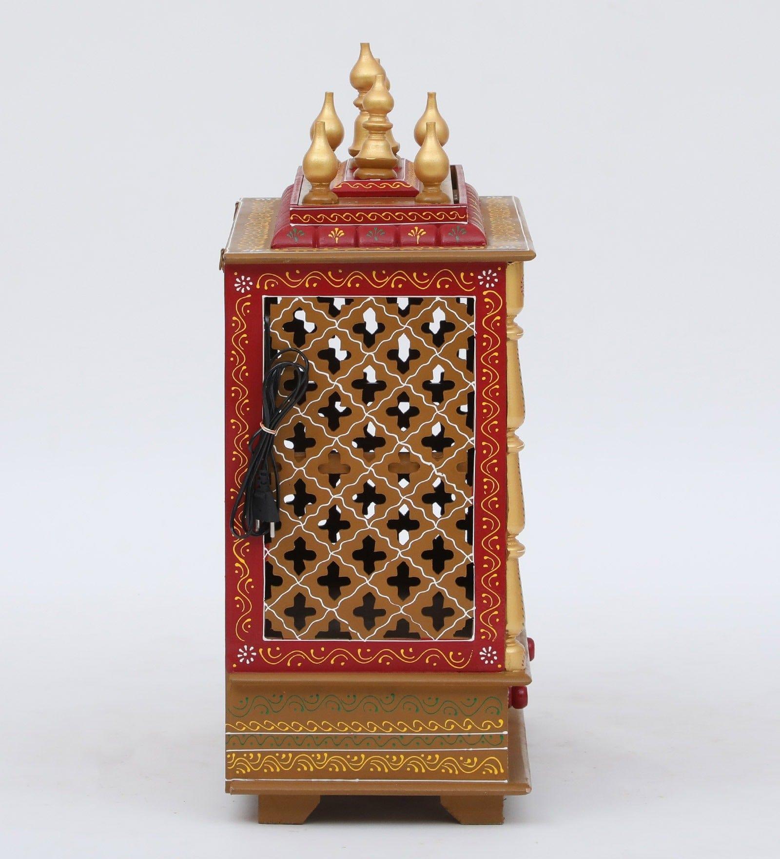 Multicolor Sheesham Wood & MDF Pooja Mandir With Door, - Ouch Cart