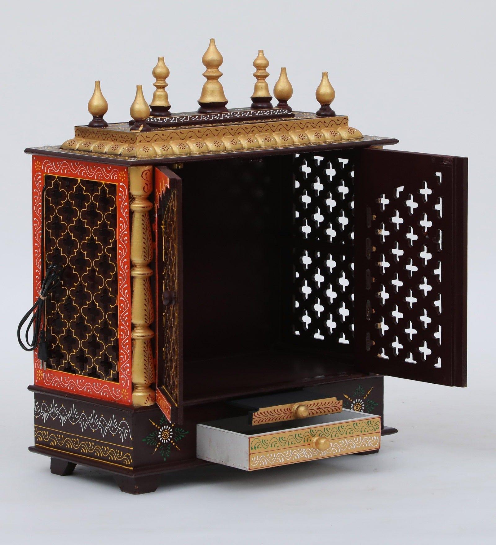 Multicolor Sheesham Wood & MDF Pooja Mandir With Door, - Ouch Cart