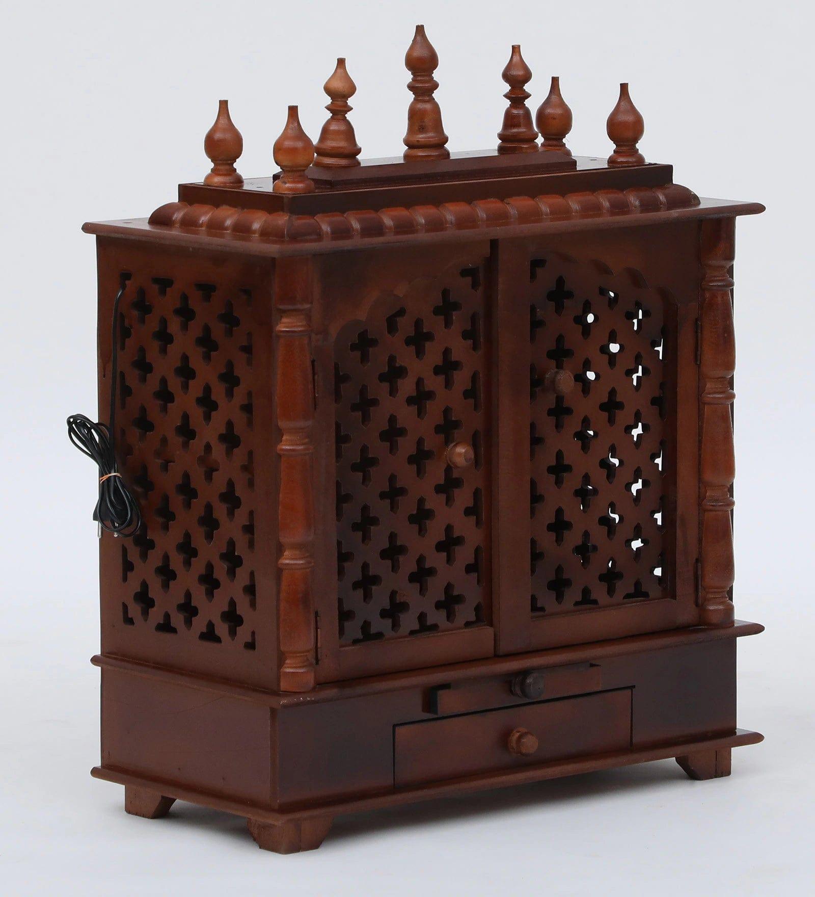 Multicolor Sheesham Wood & MDF Pooja Mandir With Door, - Ouch Cart
