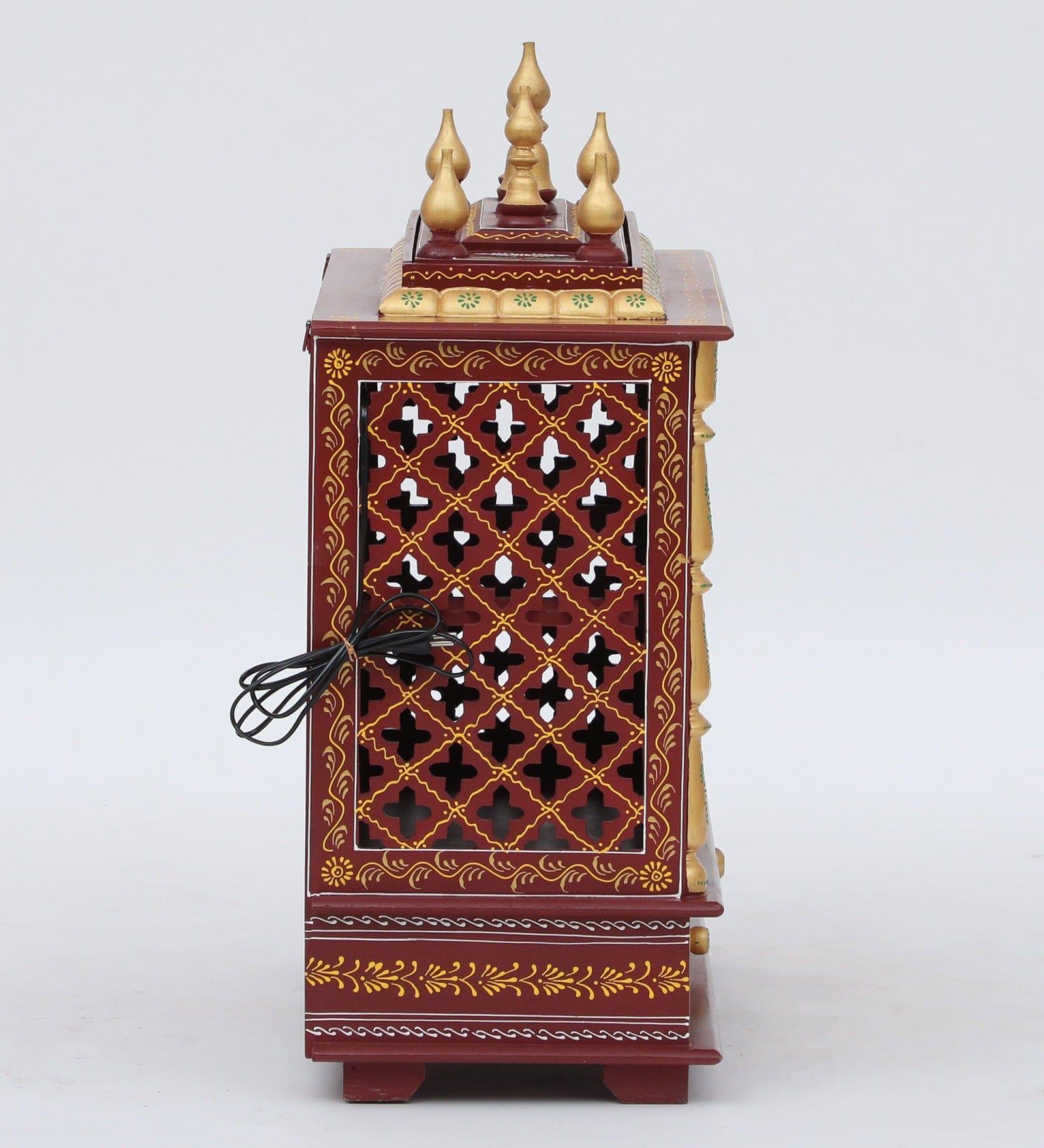 Multicolor Sheesham Wood & MDF Pooja Mandir With Door, - Ouch Cart