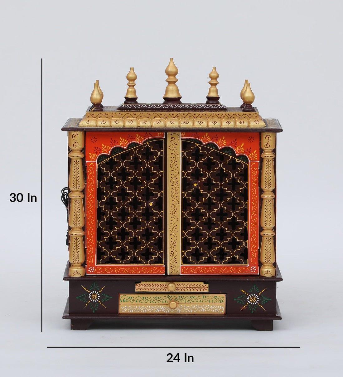 Multicolor Sheesham Wood & MDF Pooja Mandir With Door, - Ouch Cart