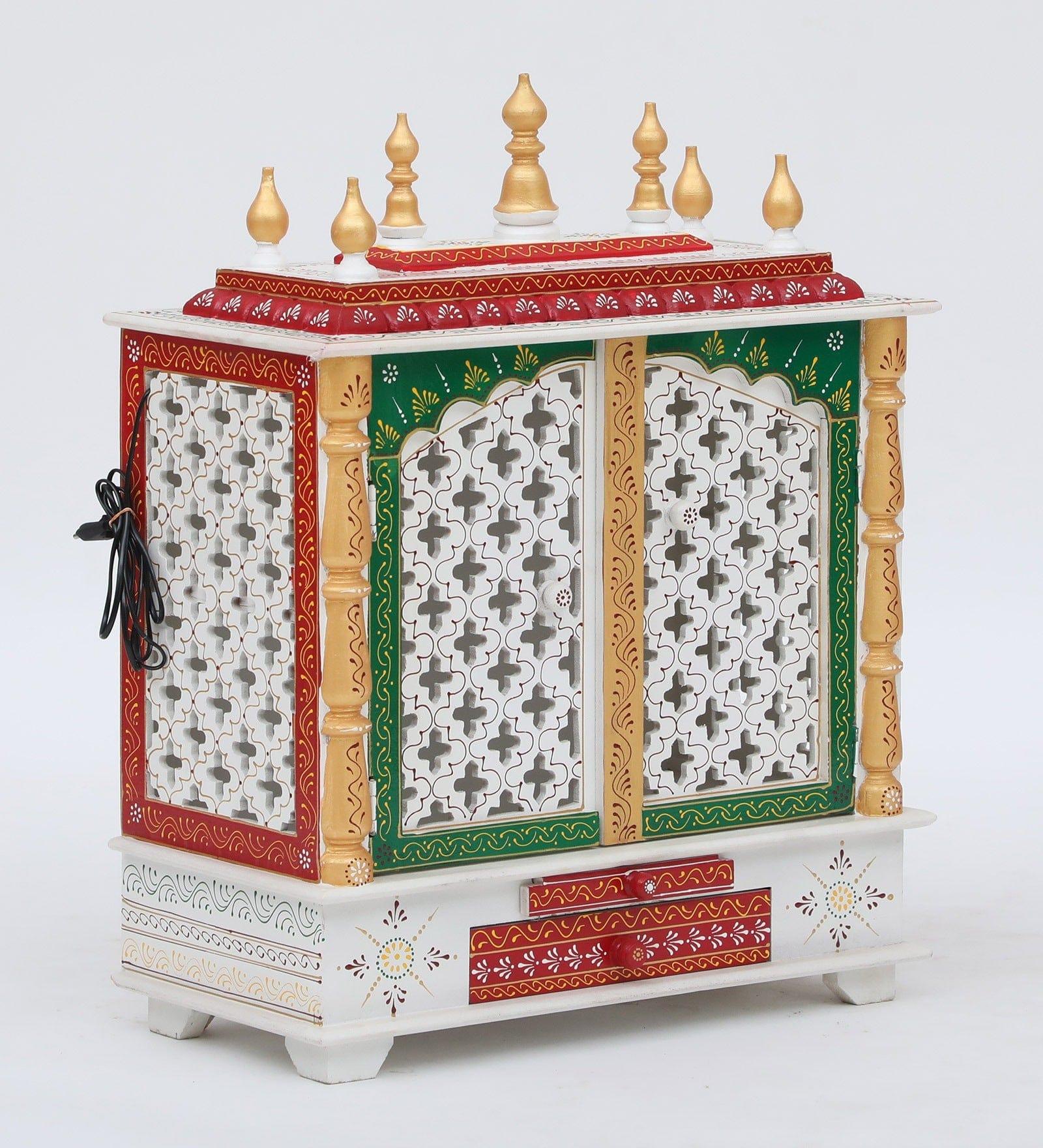Multicolor Sheesham Wood & MDF Pooja Mandir With Door, - Ouch Cart