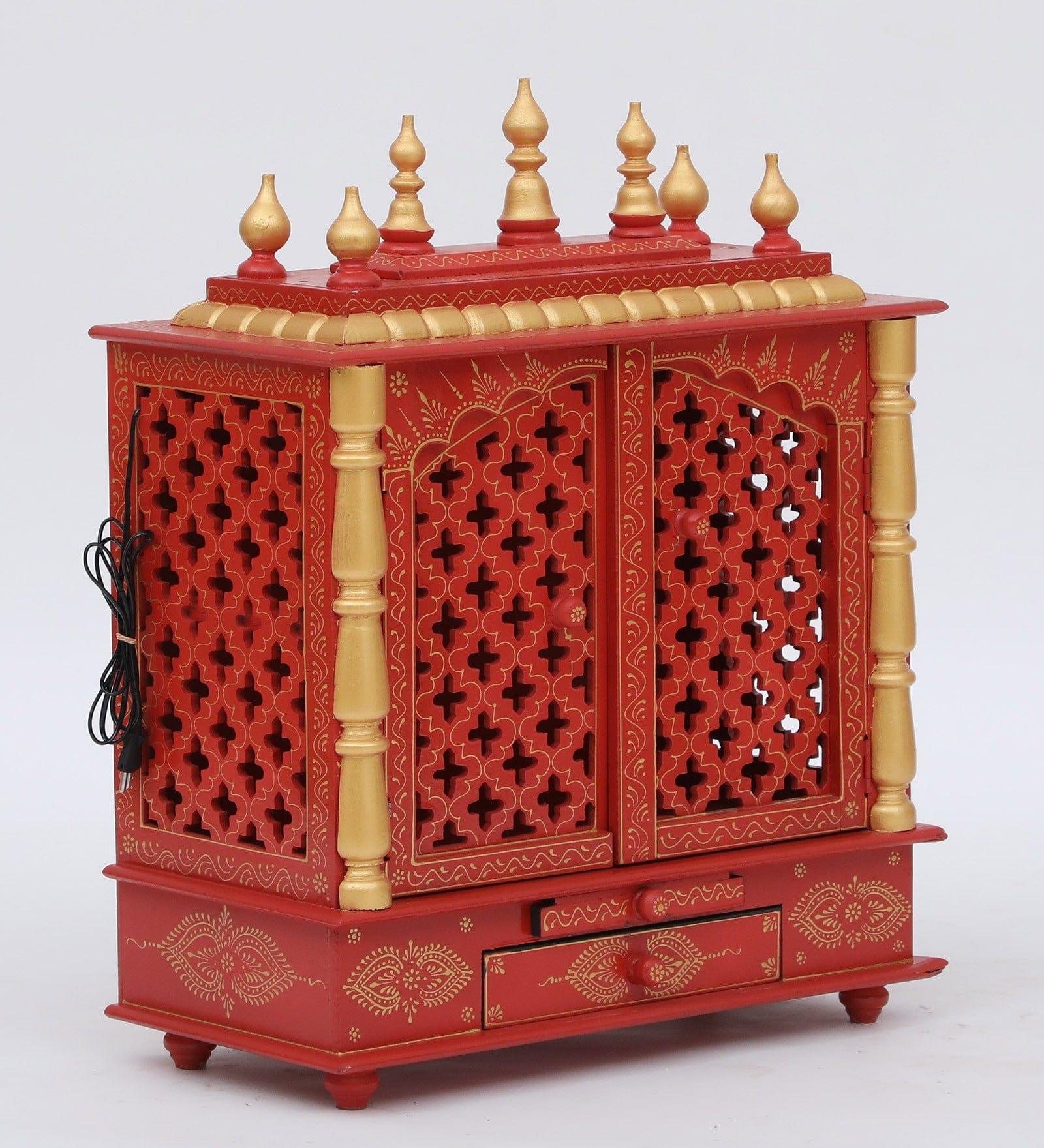 Multicolor Sheesham Wood & MDF Pooja Mandir With Door, - Ouch Cart
