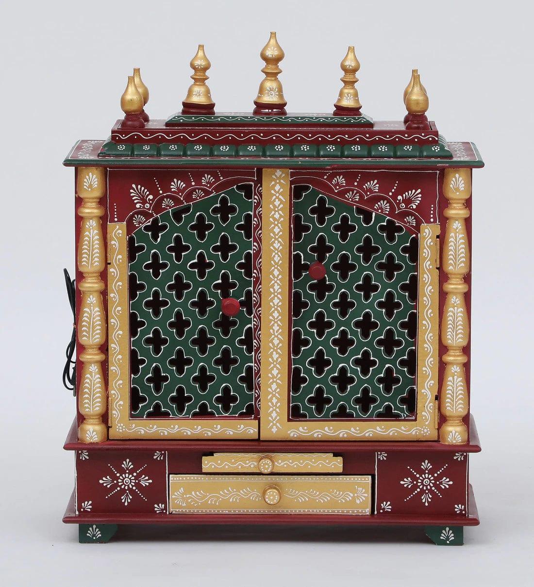 Multicolor Sheesham Wood & MDF Pooja Mandir Without Door, - Ouch Cart