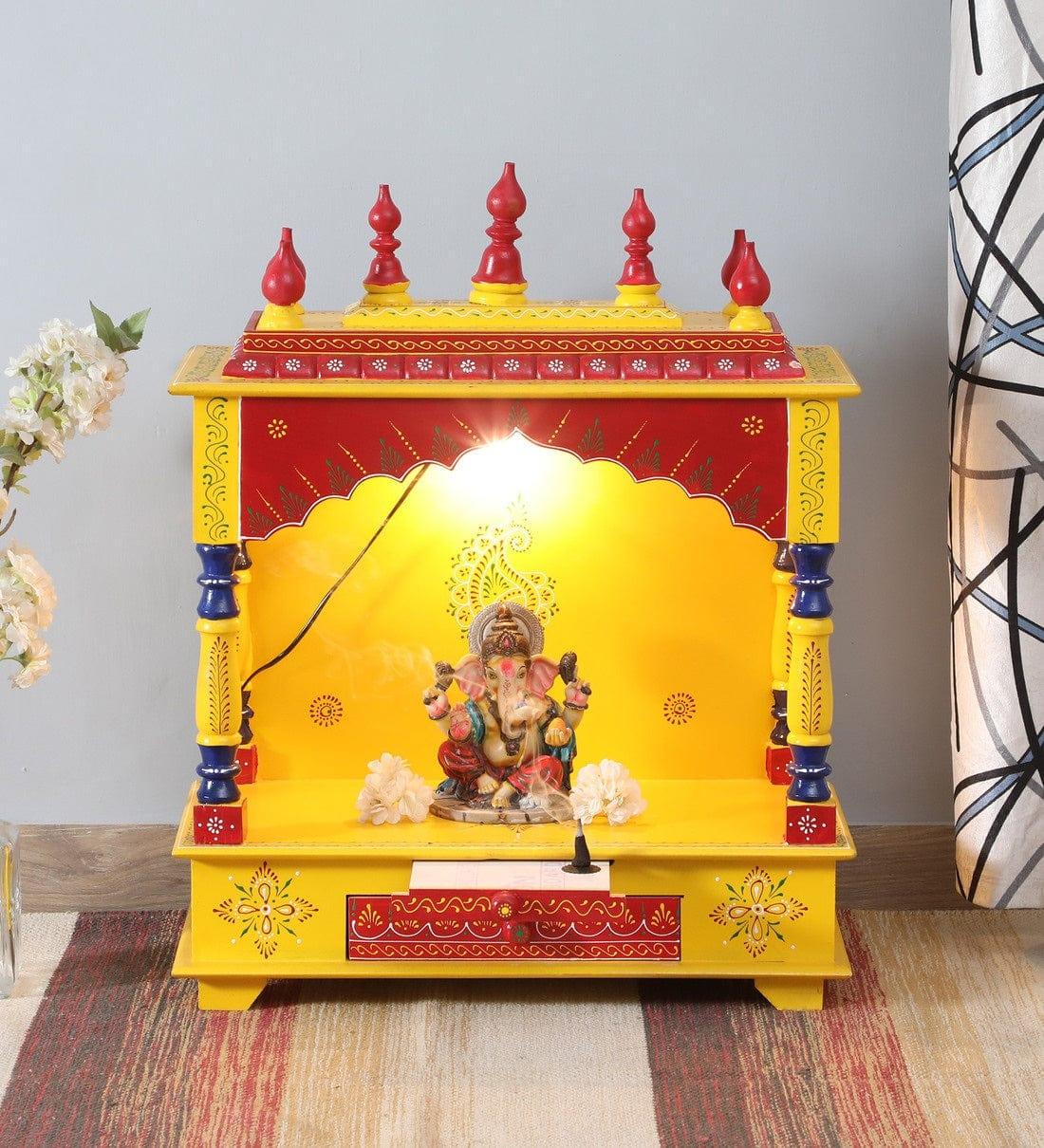 Multicolor Sheesham Wood & MDF Pooja Mandir Without Door, - Ouch Cart