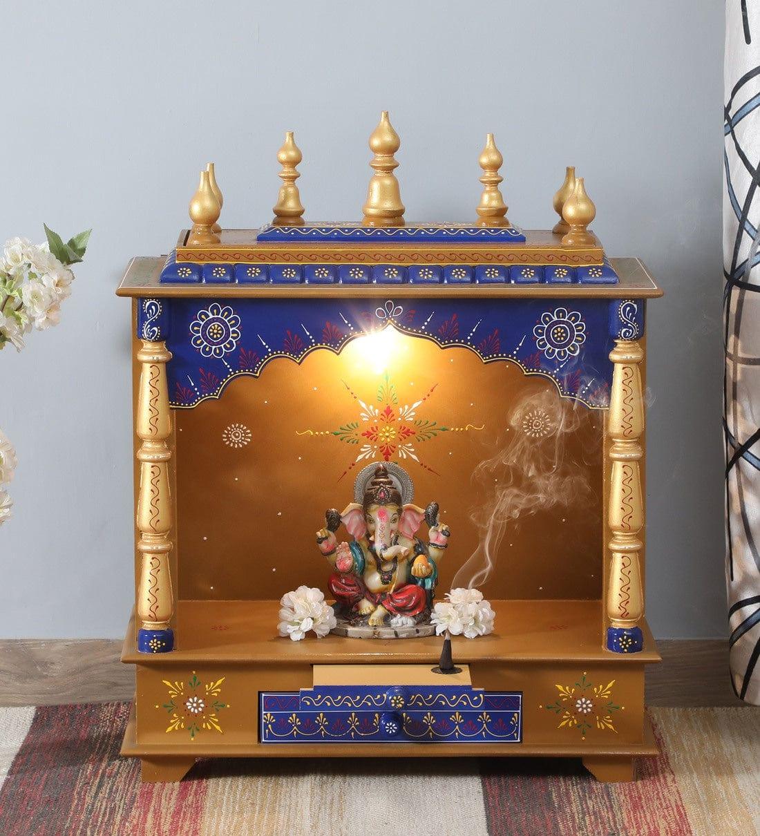 Multicolor Sheesham Wood & MDF Pooja Mandir Without Door, - Ouch Cart